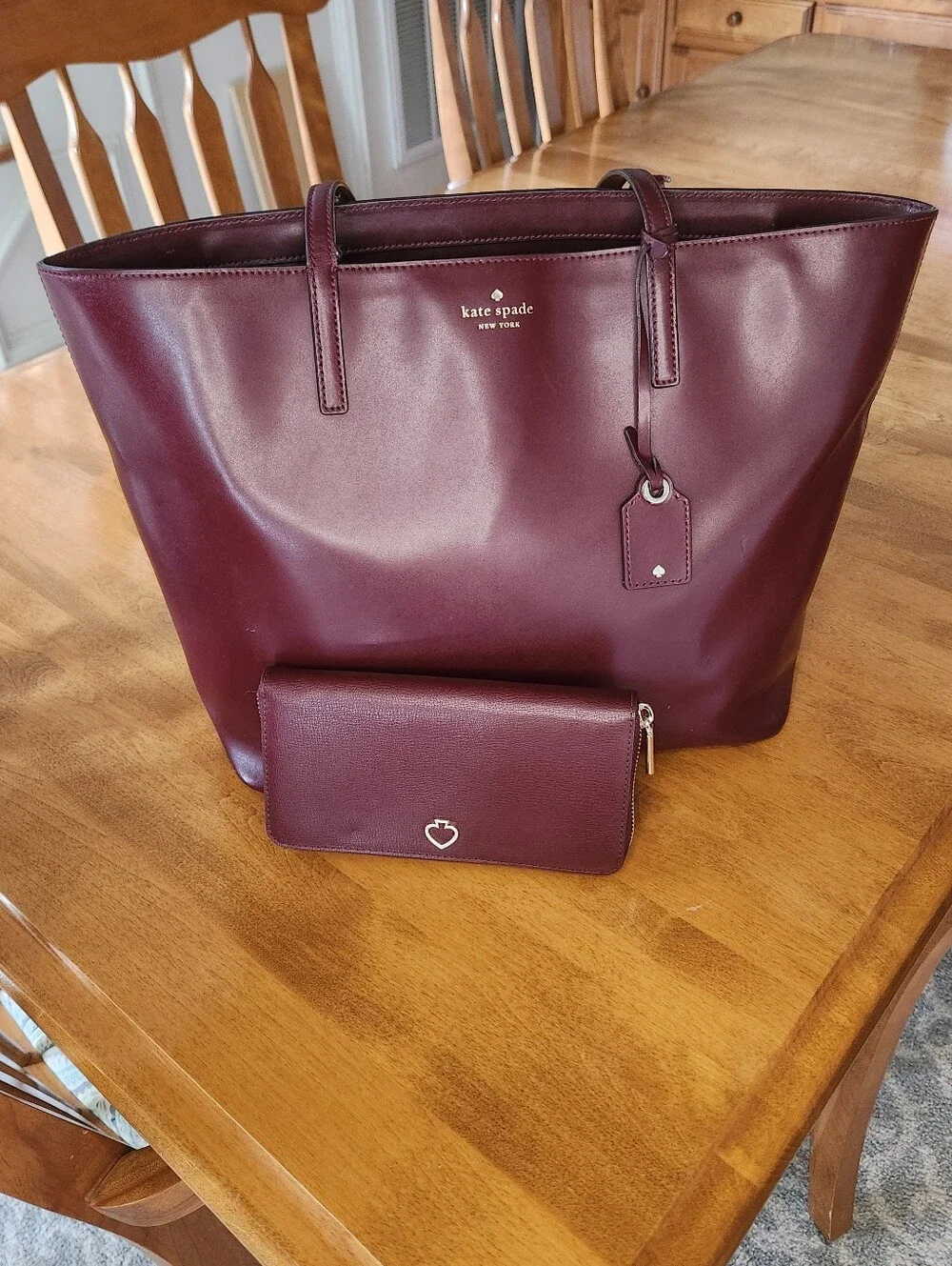 kate spade New York Cherrywood Burgundy Leather Tote